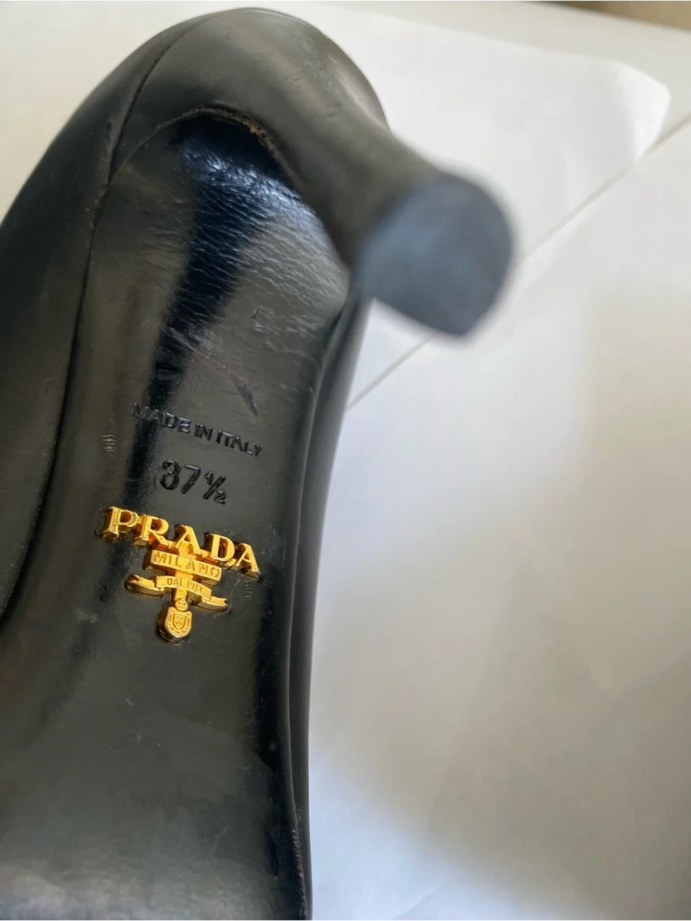 Prada Black Leather Peep-Toe ankle boots Booties Back Zipper pumps slides sandal